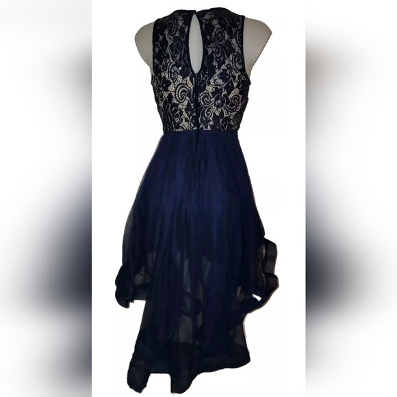 Navy Blue Sequin Hi-Lo Fairycore Whimsigoth Coquette Formal Prom Dress Sz 0 - Picture 3 of 3